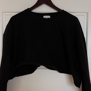 We wore what cropped black hoodie